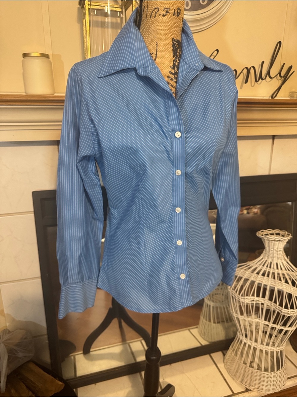 The Girls Blue Pinstripe Button-Down Shirt
